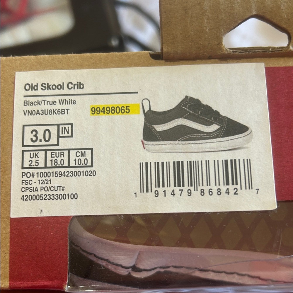 Vans Old Skool Crib Sneakers - Black and White
